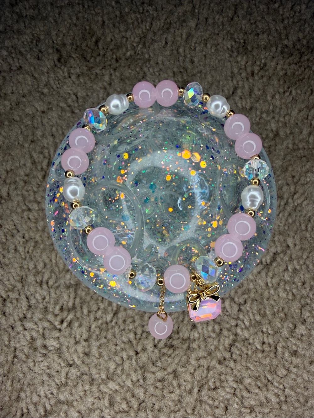 Pink Beaded Charm Bracelet - Women Jewelry